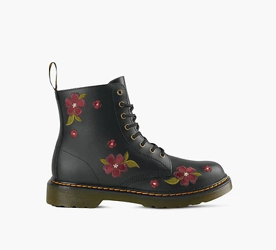 DR. MARTENS | BOTTE 1460 AUTUMN BRODERIE FLORALE NOIR GRAND ENFANT FILLE