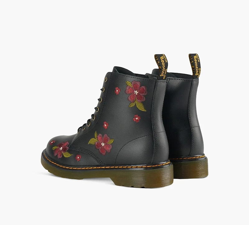 DR. MARTENS | BOTTE 1460 AUTUMN BRODERIE FLORALE NOIR GRAND ENFANT FILLE