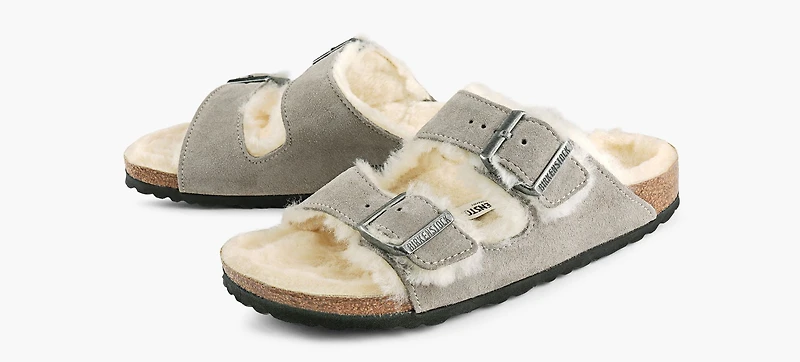 BIRKENSTOCK | ARIZONA EN PEAU RETOURNÉE GRIS FEMMES