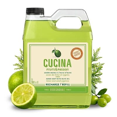 Hand Soap with Olive Oil | Lime Zest and Cypress | 1L Refill