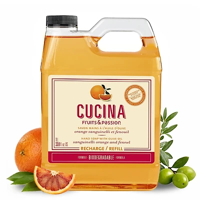 Hand Soap with Olive Oil | Sanguinelli Orange and Fennel | 1L Refill