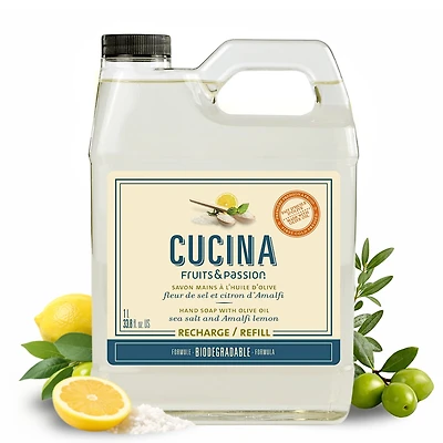 Hand Soap with Olive Oil | Sea Salt and Amalfi Lemon | 1L Refill