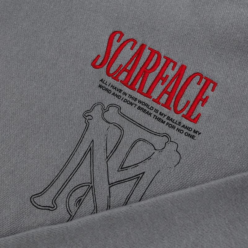 SCARFACE X SP SP x Scarface 1983 Pullover Mens Hoodie (Grey/Red