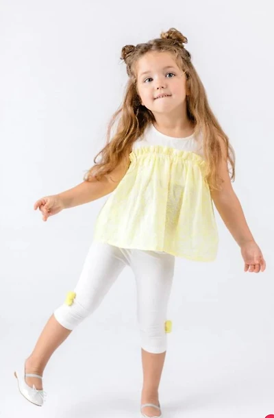 Yellow Floral Blouse & Leggings