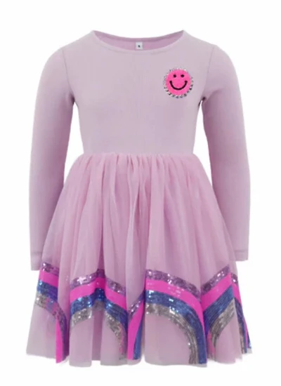 Purple smiley rainbow long sleeve dress
