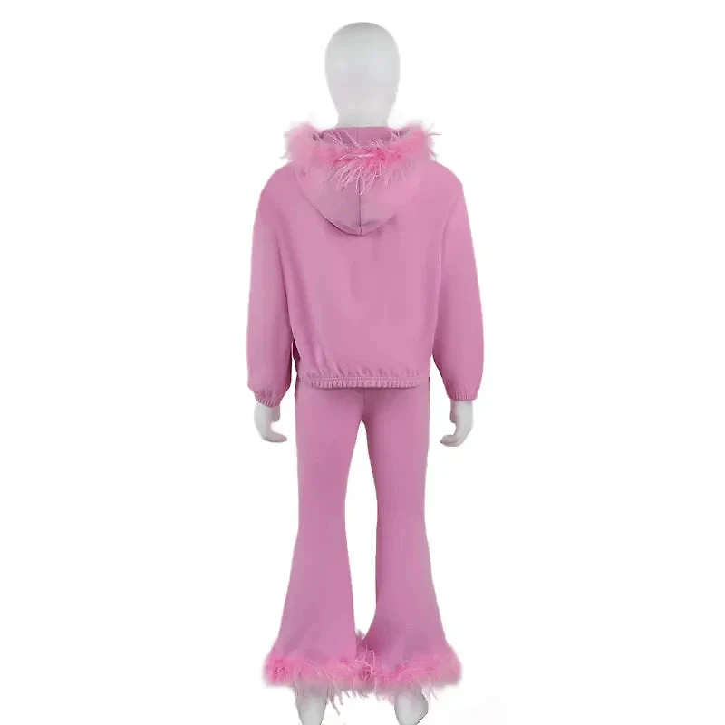 Fringe Purple Feather & Bow 3 Piece Set