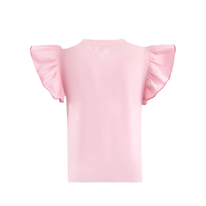 Pink Bow Ruffle & Rhinestone Tee