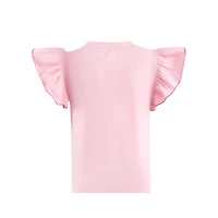 Pink Bow Ruffle & Rhinestone Tee