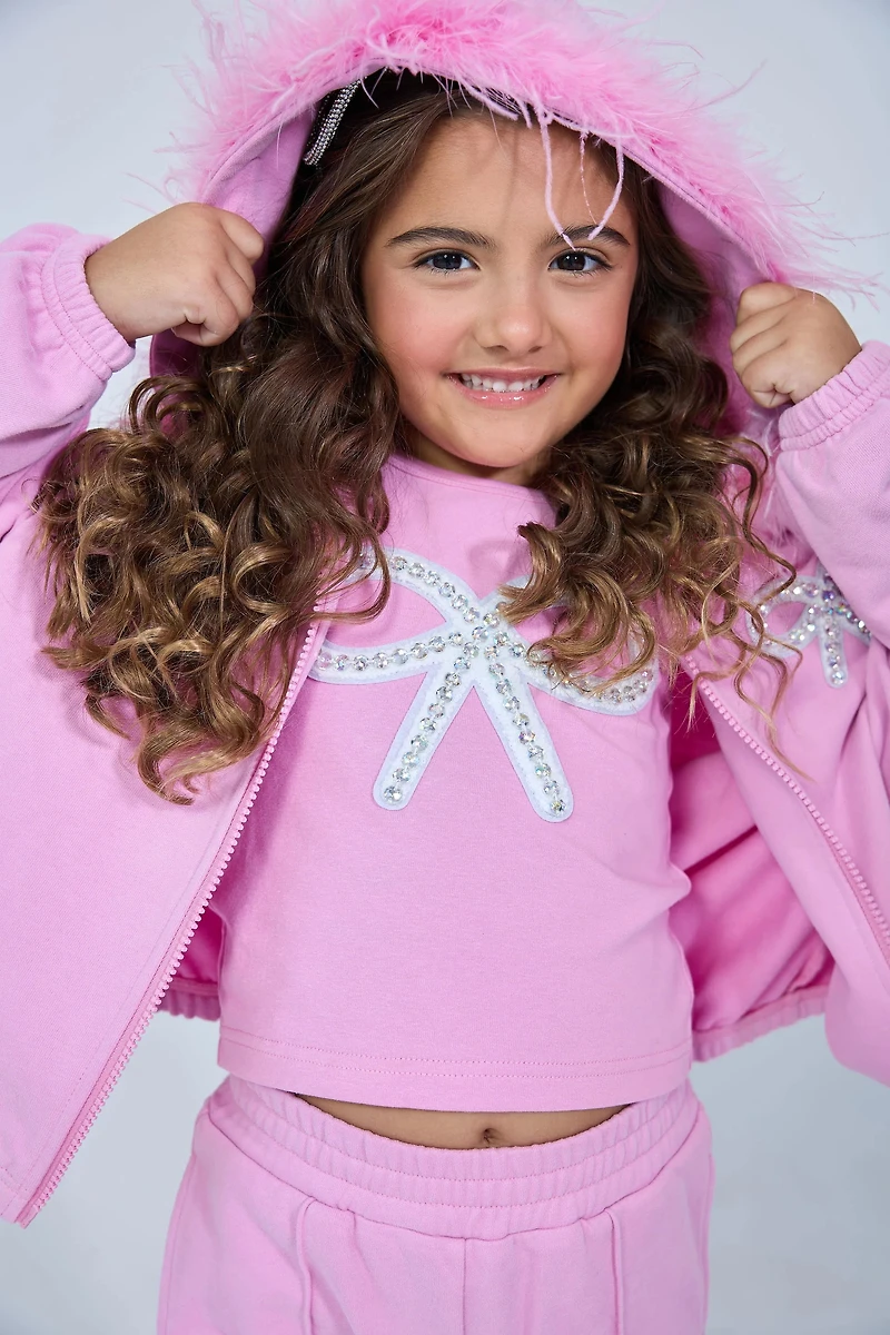 Fringe Purple Feather & Bow 3 Piece Set
