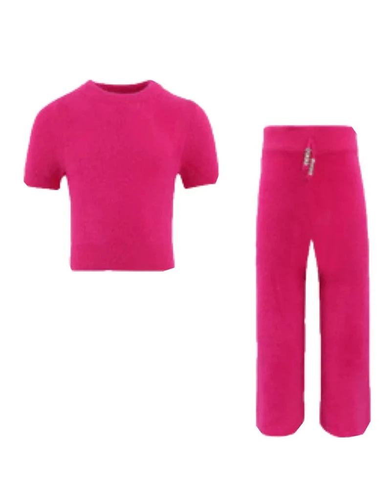 Pink cozy crystal sweater set