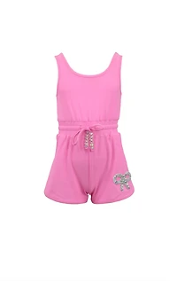 Bright Pink Crystal Bow Short Romper