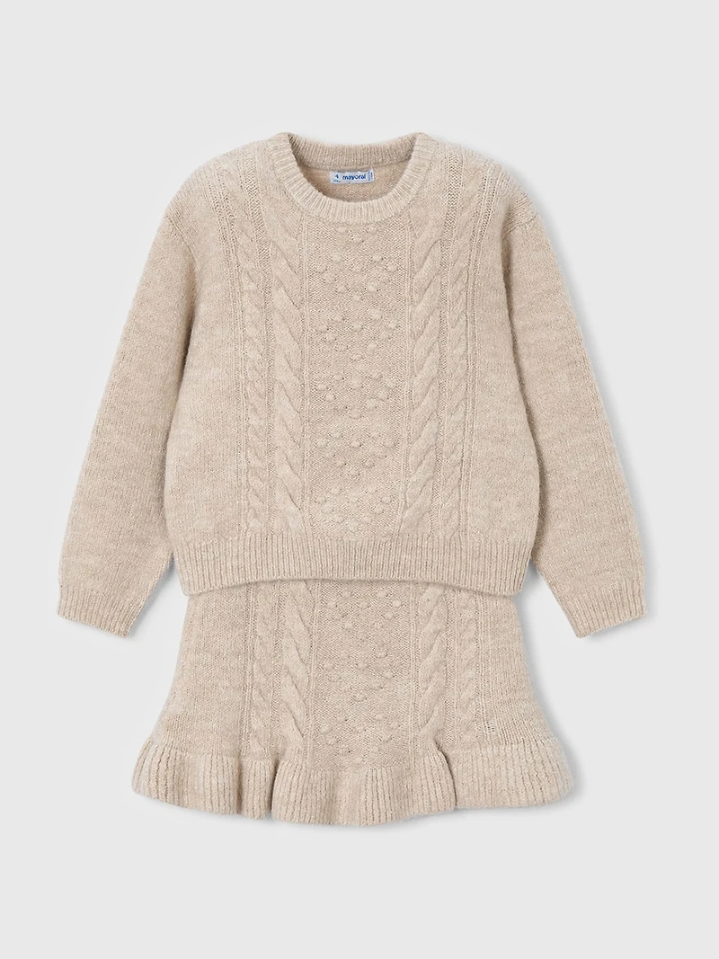 GIRLS' SWEATER + SKIRT KNIT SET