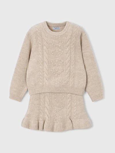 GIRLS' SWEATER + SKIRT KNIT SET