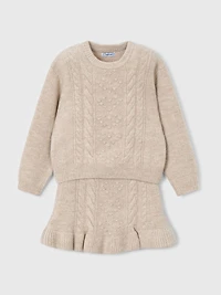 GIRLS' SWEATER + SKIRT KNIT SET