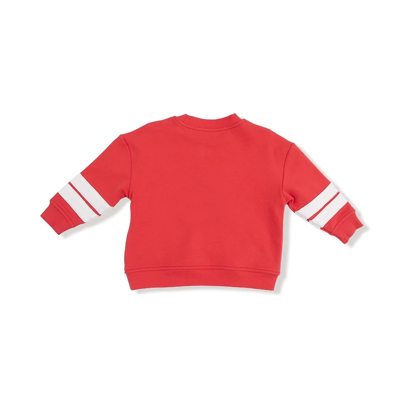 Cozy Drop Sleeve Sweatshirt with Varsity Stripes