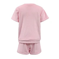 Plush Pink Bow Short Set
