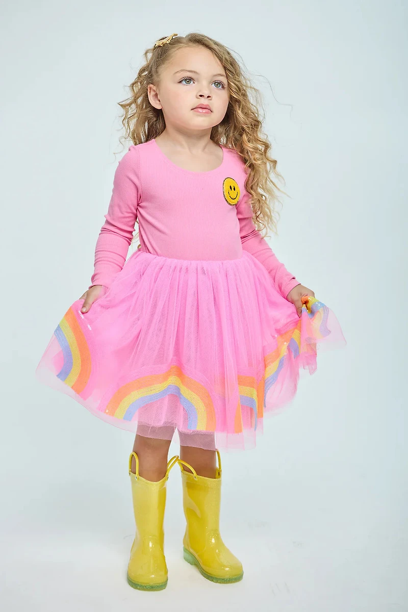 Smiley Rainbow Long Sleeve Dress