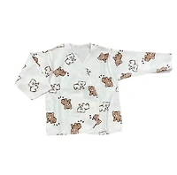 Baby Bear Print Set – 100% Cotton (Pants + Wrap Top) 🐻