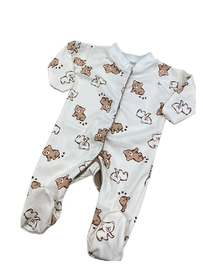 Baby Bear Print Footed Sleeper – 100% Cotton 🐻