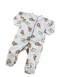 Baby Bear Print Footed Sleeper – 100% Cotton 🐻