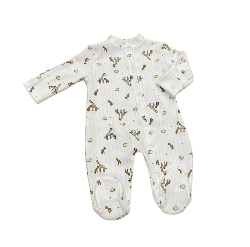 Baby Giraffe Print Footed Sleeper – 100% Cotton 🦒