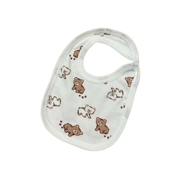 Baby Bear Print Bib – 100% Cotton 🍼