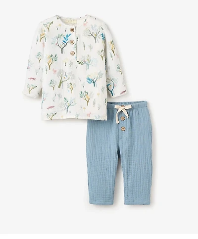 ORGANIC MUSLIN HENLEY TOP & PANT SET