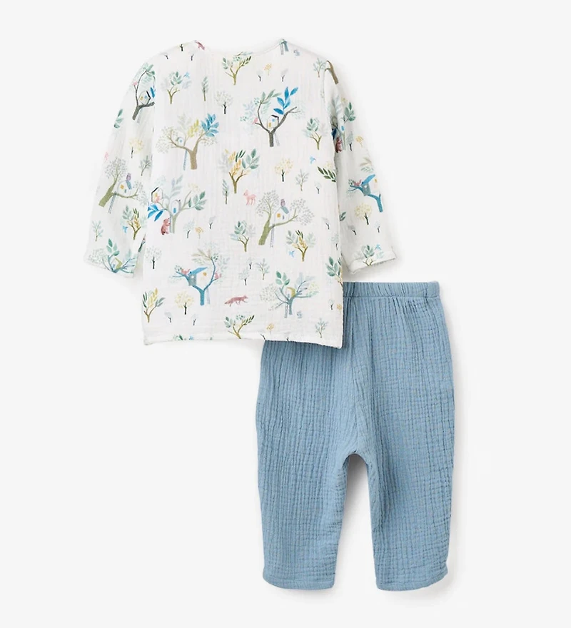 ORGANIC MUSLIN HENLEY TOP & PANT SET
