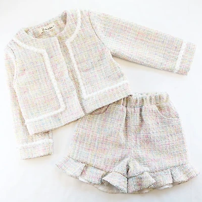 Ruffle Hem Tweed Jacket
