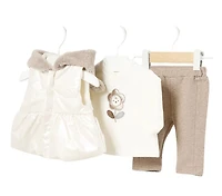 mayoral beige  3 piece set with fur vest