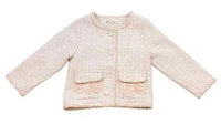 Pink Floral Lace Trim Tweed Jacket