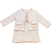Pink Floral Lace Trim Tweed Jacket