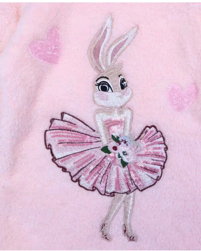 Pink Miss Bunny Sweatshirt & Fur Leggings Set