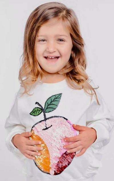 Long Sleeves Sequinned Apple Sweatshirt