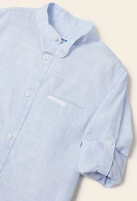 Long Sleeve Striped Mao Collar Shirt