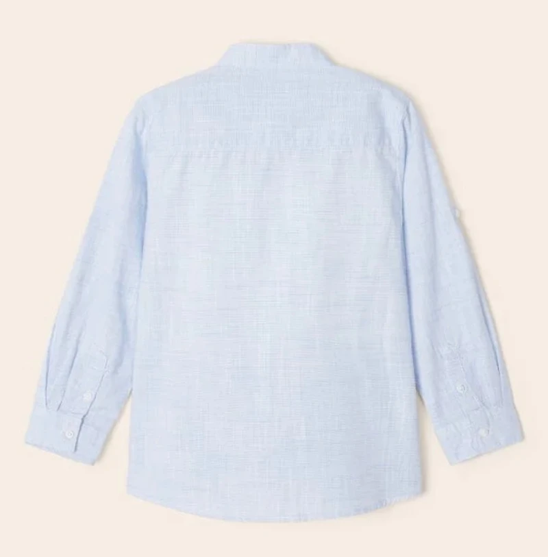 Long Sleeve Striped Mao Collar Shirt