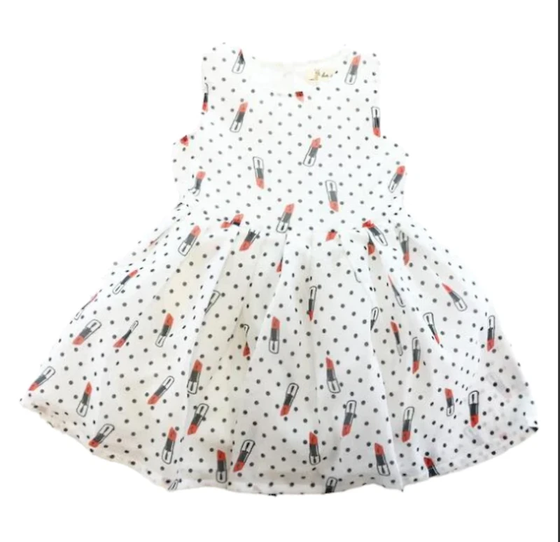 Sleeveless Dotted Lipstick Dress