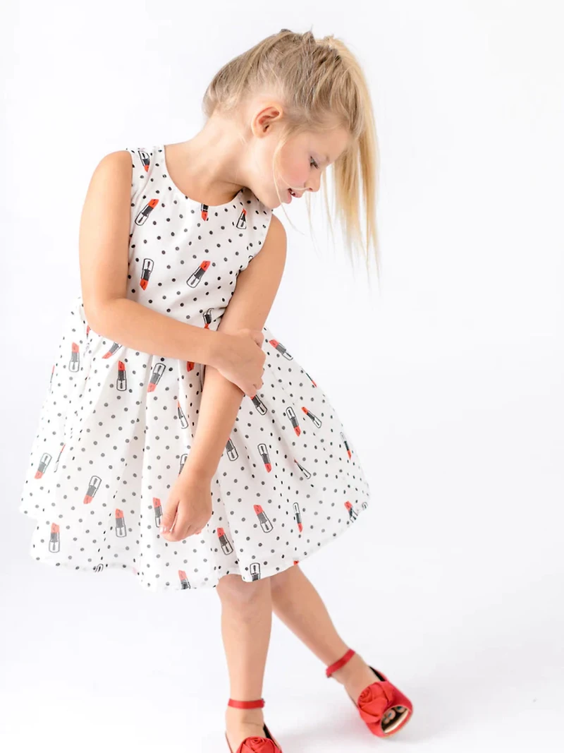 Sleeveless Dotted Lipstick Dress