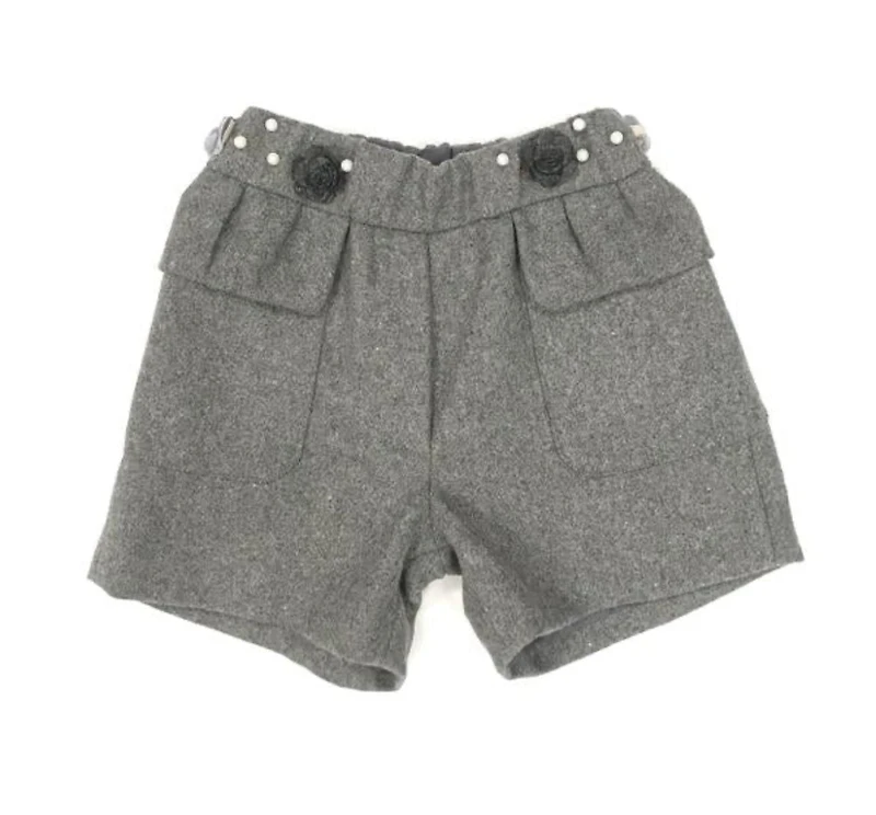 Embellished Waist Wooly Shorts