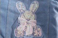Rabbit Beading Print Denim Jacket