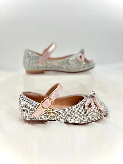 Pearl & Rhinestone Flat Shoes - Pink