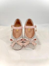 Pearl & Rhinestone Flat Shoes - Pink