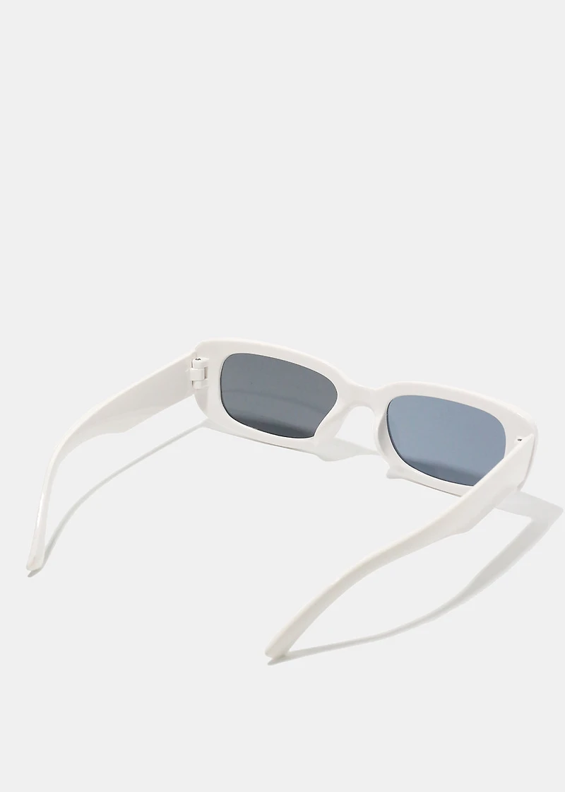 A+ White Retro Rectangle Sunglasses