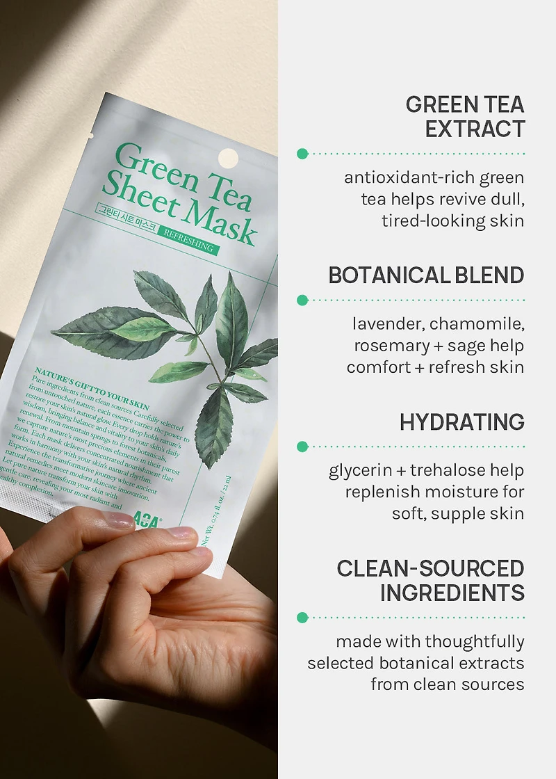 AOA Skin Nature's Gift Green Tea Sheet Mask