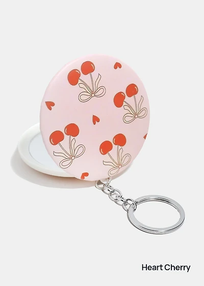 AOA Double-Sided Compact Mirror – Cherry Keychain