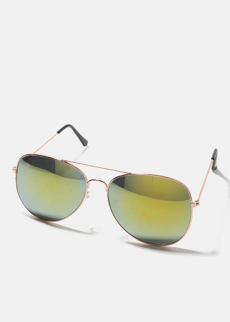 A+ Retro Reflective Aviator Sunglasses
