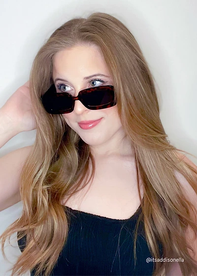 A+ Cheetah Print Rectangular Framed Retro Sunglasses