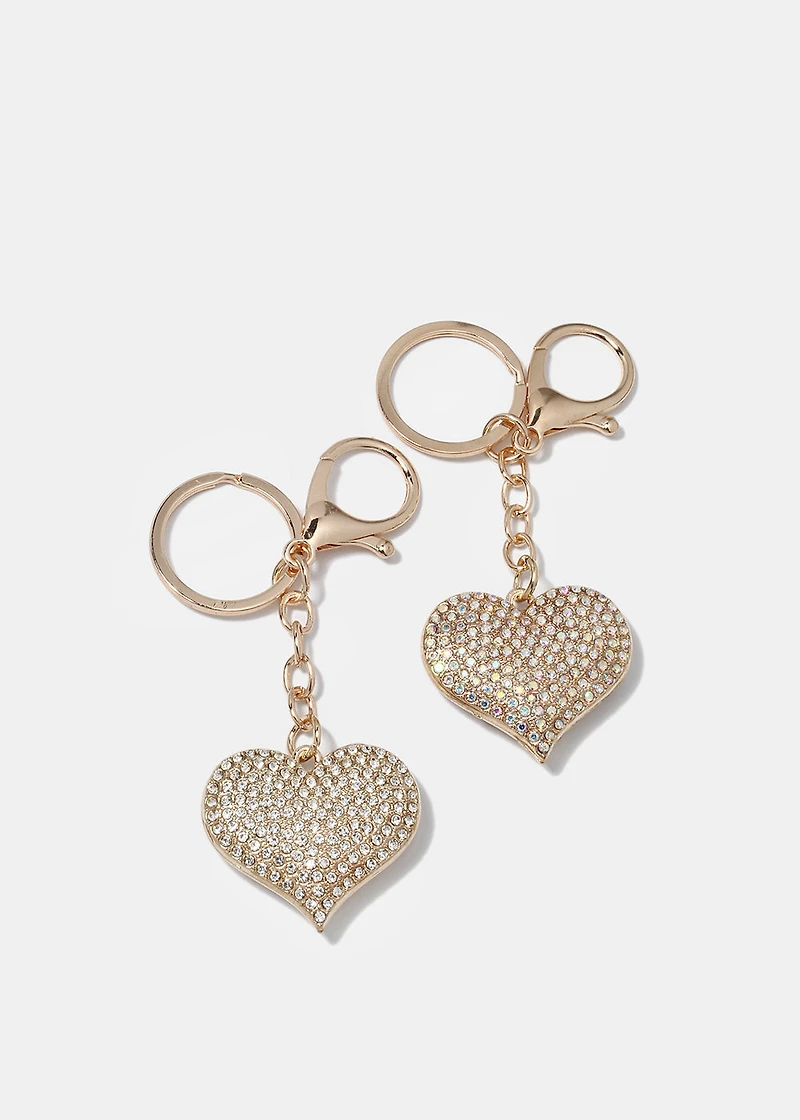 Rhinestone Heart Keychain