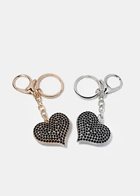 Rhinestone Heart Keychain