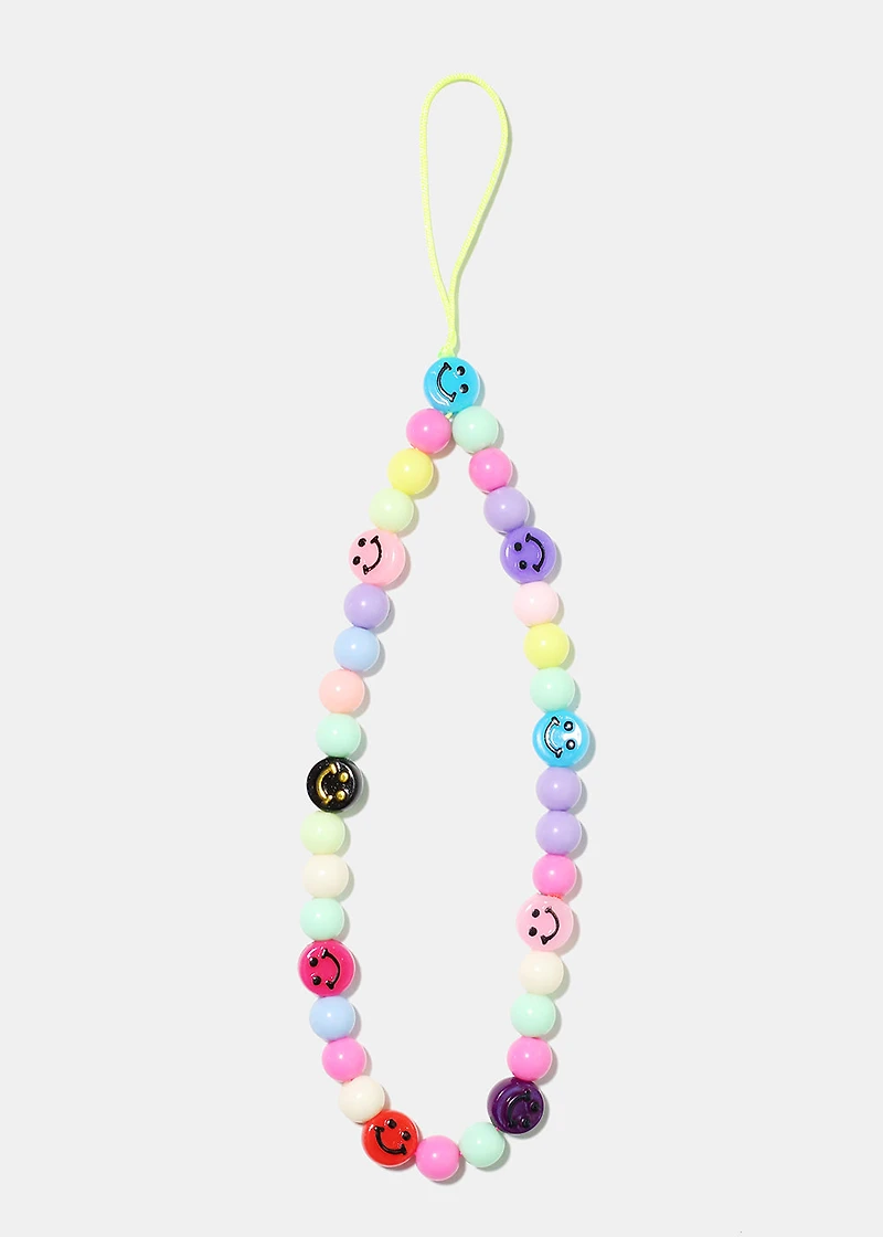 Smiley Face Phone Strap Wristlet
